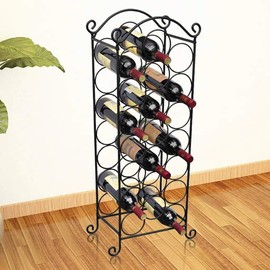 Wine Rack Free Standing Floor Stand - Racks Hold 21 Bottles of Your Favorite Wine - Large Capacity Elegant Wine Storage for Any Bar, Wine Cellar, Kitchen, Dining Room, etc，Wine Rack Bottles Metal