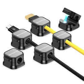 Cord Holder for Nightstand, 6 Pack Cable Organizer Clips for Home, Office, Car, Desk, Phone Charger Cord Holder with Strong Adhesive Pads, Car Charger Holding Clips, USB Cord Organizer to Decor
