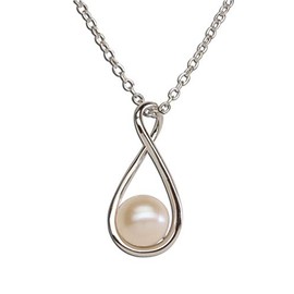 Cherished Moments Sterling Silver Drop of Faith Necklace with 6mm Cultured Pearl (18 Inch)