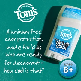 Tom’s of Maine Freestyle Wicked Cool! Natural Deodorant for Tweens, Aluminum Free Deodorant Stick, 1.6 oz (3 Pack)