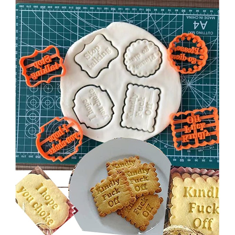 Dycica 4PCS Funny Cookie Moulds Set for Baking, Cookie Molds