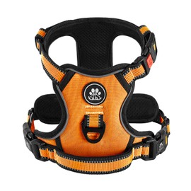 IVY&LANE Throat Friendly Adjustable Dog Harness, Reflective, Breathable, Pull Prevention, for Walks, Shiba / Akita Inu, Training, Torso, for Small / Medium / Large Dogs, Harness Only, Size S, Orange