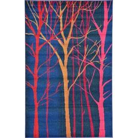 Unique Loom Estrella Collection Colorful Abstract Blue Area Rug (5' 0 x 8' 0)