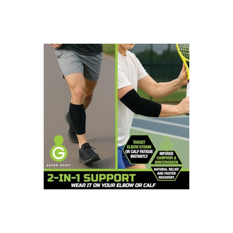 Green Drop Herb-Infused Compression Sleeve for Elbow & Calf Support