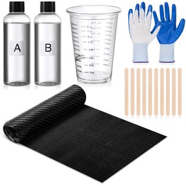 Chunful 15 Pcs Carbon Fiber Repair Kit Includes 3k 200g Plain Weave Carbon Fiber Sheets 8 oz Epoxy Resin 8oz Hardener and Tools Carbon Fiber Resin Kit for Cars Furniture Bike Boat Wall