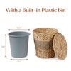 YANGQIHOME Wicker Trash Can with Lid - Water Hyacinth &