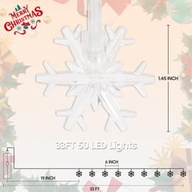 Lakumu Rechargeable Christmas Decorations Lights, 33FT 100 LED Snowflake String Lights Battery Operated with 8 Modes & Timer, Indoor Fairy Lights for Bedroom Party Home Xmas Tree Decoration Warm White