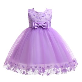Weileenice Light Purple Flower Girl Dresses Wedding Lace Applique Glitter Tulle Birthday Party Ceremony Fancy Princess Bridesmaid Ball Gown Little Girls Pageant Formal Graduation Photo Shoot Dress 5 6