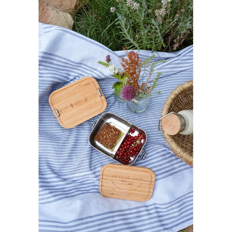 LÄSSIG Children's Lunch Box Stainless Steel and Bamboo Breakfast Box
