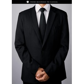 【HISDERN】D-01 Funeral Solid Black Tie Formal Attire for Weddings, Funerals, and Ceremonial Events for Men, Free size