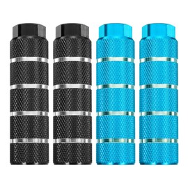 sourcing map 2 Pairs Bike Pegs Aluminum Alloy Rear Stunt Pegs Anti-Skid Stripe Back Seat Stands Fit 3/8" Axles for Mountain Bike, Black & Sky Blue