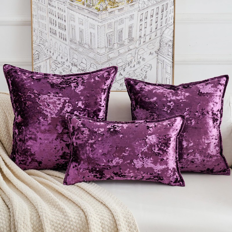 HERAYLI Premium Series, Crushed Velvet Throw Pillow Covers, Luxury Thick