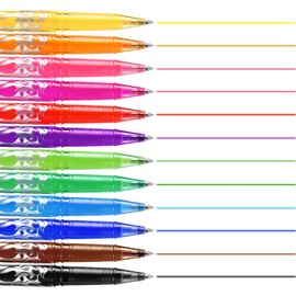 Pack of 12 Colourful Erasable Ballpoint Pen Set for Erasing, Multicoloured 0.5 mm Refill Rollerball Pen Erasable Gel Pen Erasable Pen for Students School Office Supplies