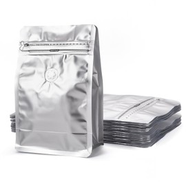 Crafans Coffee Bean Bags with Valve Rectangle Zipper Coffee Storage Bags Flat Bottom Standing Resealable Heat Seal Side Packaging Bags for Candy