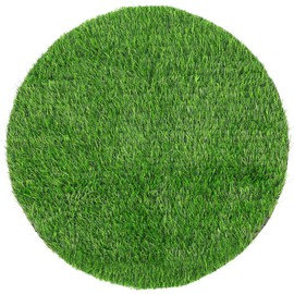 Supvox Artificial Grass Placemats, Round Artificial Grass Mat, Artificial Grass Tile Rug, Fluffy Shaggy Round Rug, Artificial Grass Underlay for Dogs, Patios, Porches, 50 cm