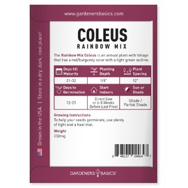 Gardeners Basics Coleus Seeds for Planting (Rainbow Mix) - Heirloom Non-GMO Shade Plants Seeds for Home Gardens, Containers, Hanging Pots, Decorative Borders and More