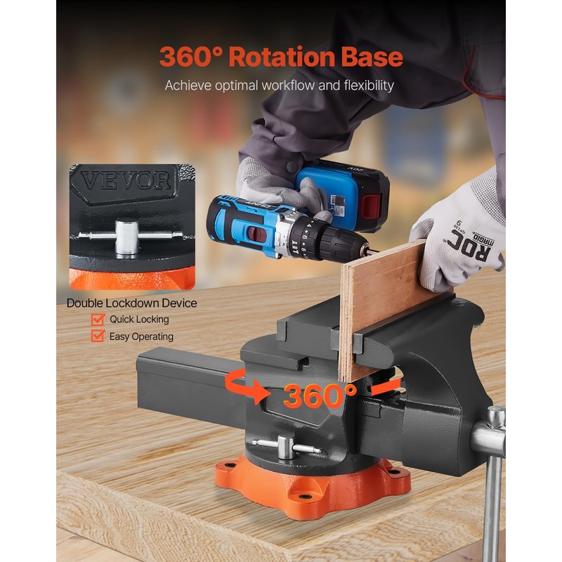 VEVOR Bench Vise, 8" Jaw Width, 8" Max Jaw Opening
