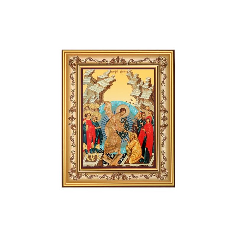 Needzo Resurrection Icon Orthodox Christ Saints Byzantine Icon Wall Hanging