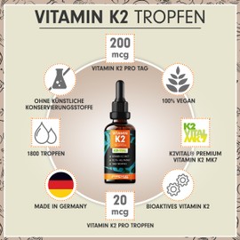 Vitamin K2 Drops High Dose 5400x (3 x 50 ml) - 200 μg Vitamin K2 MK7, K2VITAL® Premium Vitamin K2 High Dose by Kappa with 99.7+% All-Translucent Content - Laboratory Tested, 100% Vegan