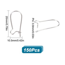SUNNYCLUE 1 Box 150Pcs Ear Wire Hooks Kidney Wire Earrings 304 Stainless Steel Ear Wires Teardrop Earwires Earring Findings for Jewelry Making Accessories DIY Dangle Earrings Craft Women Supplies