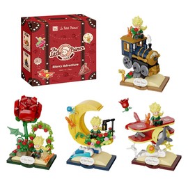 PAN TASY Le Petit Prince Set de Bloques de Construcción para Adultos y Niños, Modelo Coleccionable con Rosa, Tren, Luna y Avión, Juguetes de Construcción Creativos DIY, Regalo para Fans de Historias