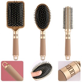 Hairbrush Set: Dry Roll, Oval, Square Paddle with Gentle Air Cushion for Scalp Care Hairbrush 2. Oval Air Cushion 2ea