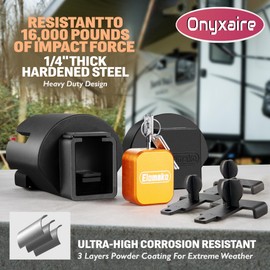 Onyxaire Trailer Hitch Lock - Anti-Theft Solid Steel Trailer Lock (Upgrade 2025), Fits 2 5/16, 2 and 1 7/8 inch Couplers, Pry-Resistant Brass Locking Core, Trailer Coupler Lock for RV, Trailer, Boat