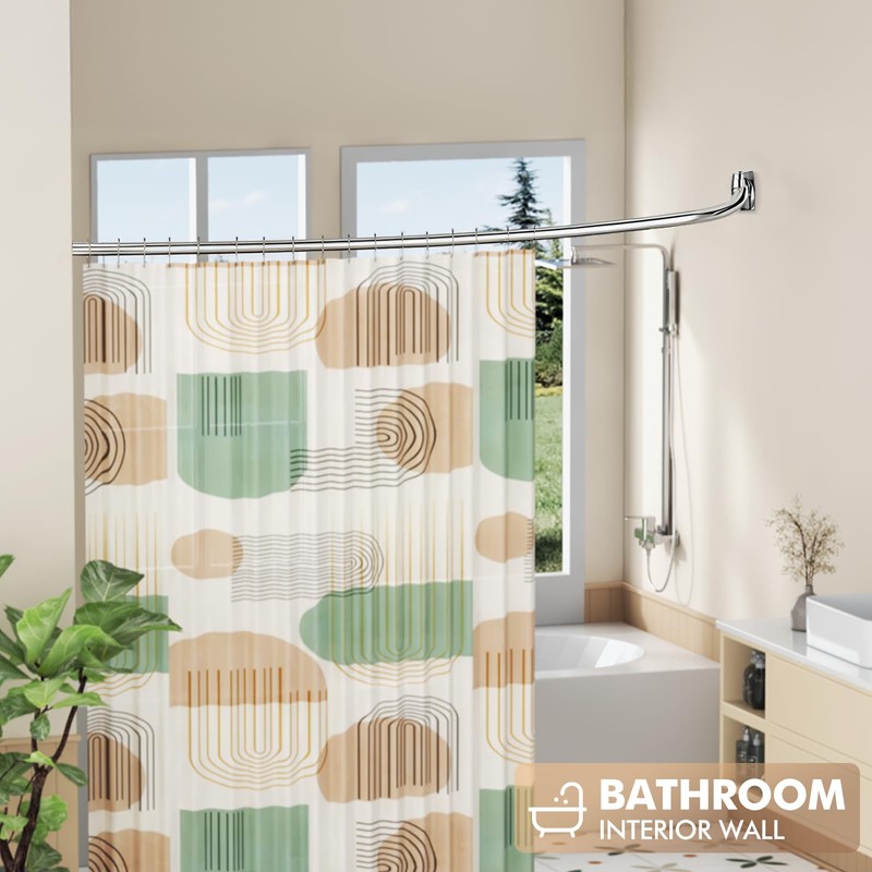 Bonpally Curved Shower Curtain Rod 40-72 Inches Adjustable, Aluminum Shower