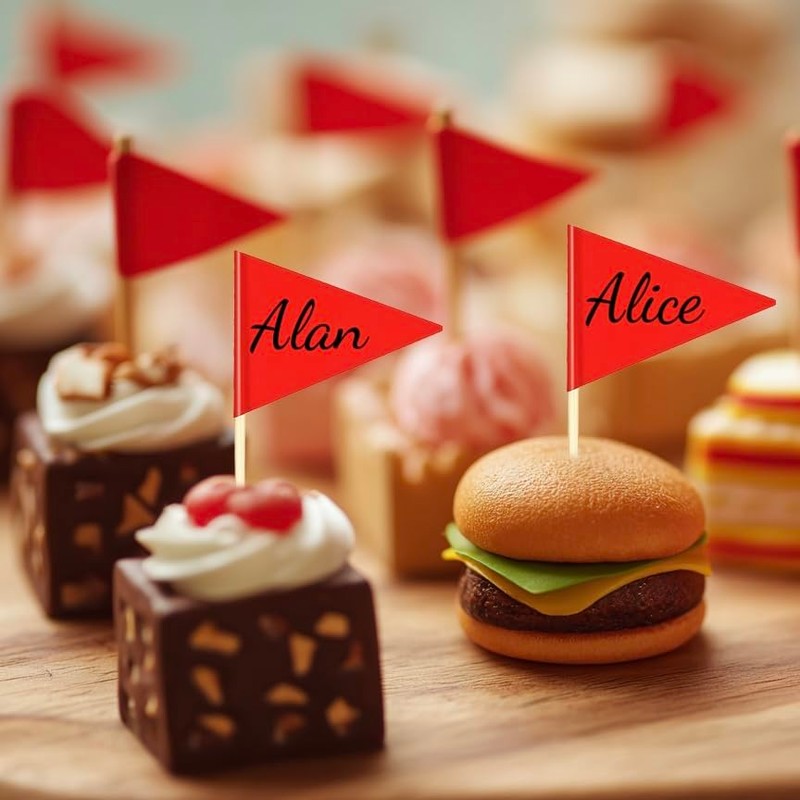 100 PCS Classic Red Toothpick Flags - Mini Solid Triangle