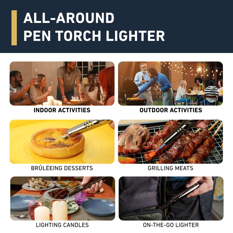 inZaynity Pen Torch Lighter - Windproof Jet Flame, Tiltable Head