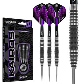 WINMAU Darts Kairos 26g 90% Professional Tungsten Steel Tip Darts Set with Dart Flights and Dart Shafts (Stems)