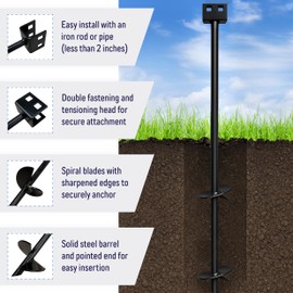 3/4" x 30" Mobile Home Double Disk Earth Auger Anchor, Heavy Duty Steel - RV, Camping, Tents, Trampolines, Deer Stands (4 Pack)