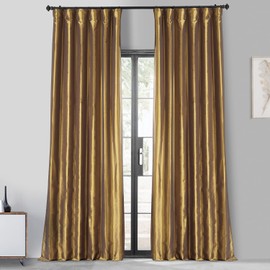 HPD Half Price Drapes Blackout Curtains for Bedroom & Living Room - Faux Silk Taffeta Blackout Curtain 50 X 96 (1 Panel), PTCH-BO404-96, Golden Spice