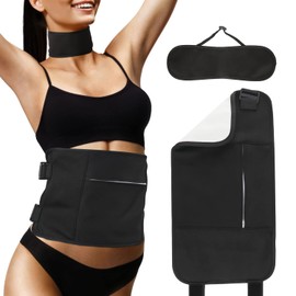 Massage Belt Castor Oil Kit, 2 Pieces Removable TPU Castor Oil Pack, Reusable Castor Oil Pack for Abdomen and Neck, Prevents Leaks (Black)