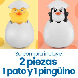 Genérico 2 Piezas Juguete Acuatico Ducha Baño Bebes Niños Regadera Huevo Pingüino Pollito Juguetes de Baño Infantil regadera de Playa