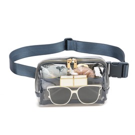 Clear Belt Bag Clear fanny pack stadium approved for Women Men with Adjustable Strap Clear Crossbody Bag Waist Bag for Concerts Sports Travelling Hiking Running, BLUE, Small, Fashion