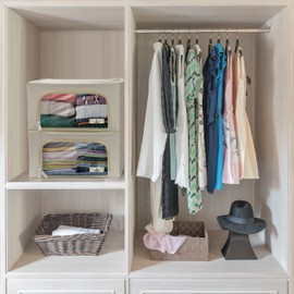 Sorbus Storage Bins Boxes, Foldable Stackable Container Organizer Set with Large Clear Window & Carry Handles, Bedroom Closet Organization for Bedding, Linen, Clothes (Blue)