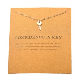Gold Key Pendant Necklace for Women Girls Confidence is Key Friendship Necklace Gold Plated Necklaces for Women Friends Birthday Christmas Gifts for Daughter Niece BFF