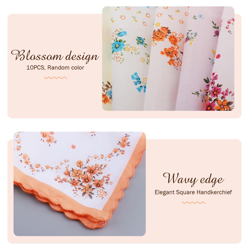 Handkerchiefs for women, cotton handkerchiefs, 10 pieces white