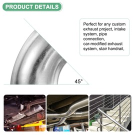 M METERXITY 2-Pack OD 1 Inch 45 Degree Mandrel Bend Elbow, Thicken 1.5 mm 304 Stainless Steel Exhaust Elbow Pipe for Car Modified Exhaust System, Stair Handrail Bend, Height 33 mm