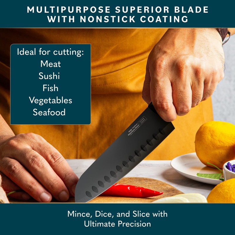 Home Hero 2 Pcs Santoku Knife with Sheath - High