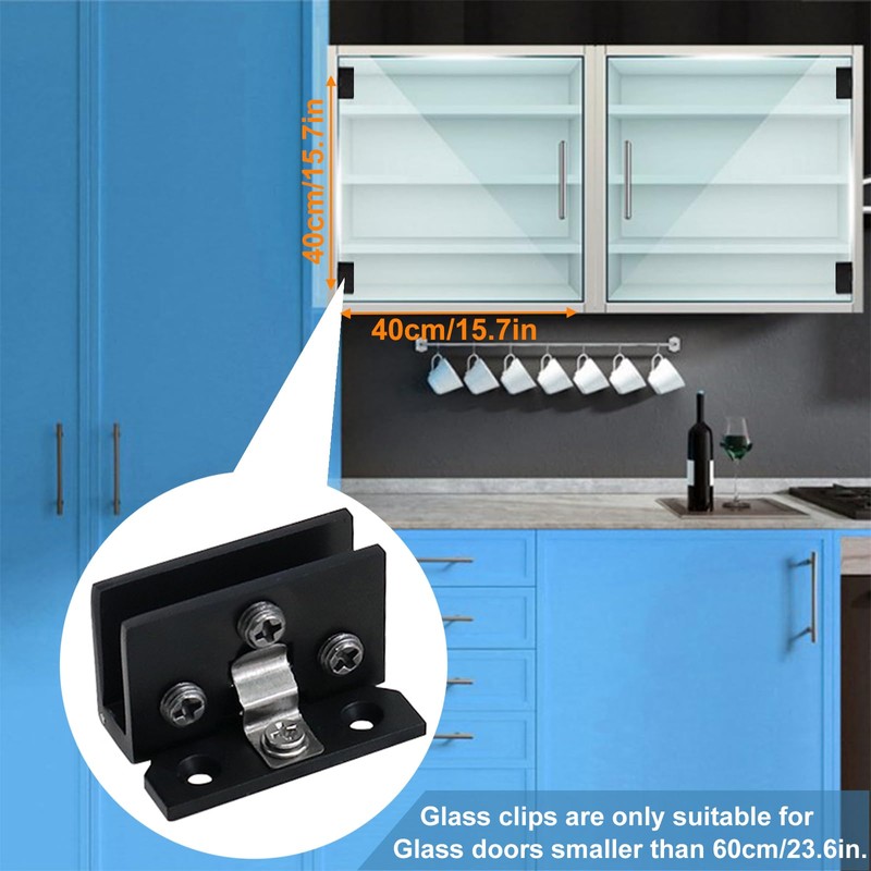 AWEN 4Pcs Glass Doors Hinge Cupboard Showcase Wine Cabinet Clamp