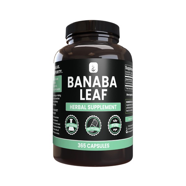 PURE ORIGINAL INGREDIENTS Banaba Leaf Extract (365 Capsules) No Magnesium Or Rice Fillers, Always Pure, Lab Verified