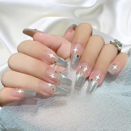 Pure Handmade Nails Press on Nail Reusable Fake Nails Short Red Cat Eye French Stick on Nails French Tip False Nails 10pcs (M, AL 0002)