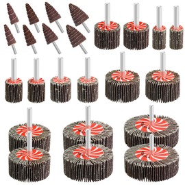 TOVOT 24PCS Mounted Flap Wheels Assortment Kit with 1/4" Mandrel 80 Grit Flap Sanding Wheels (16-80MM)