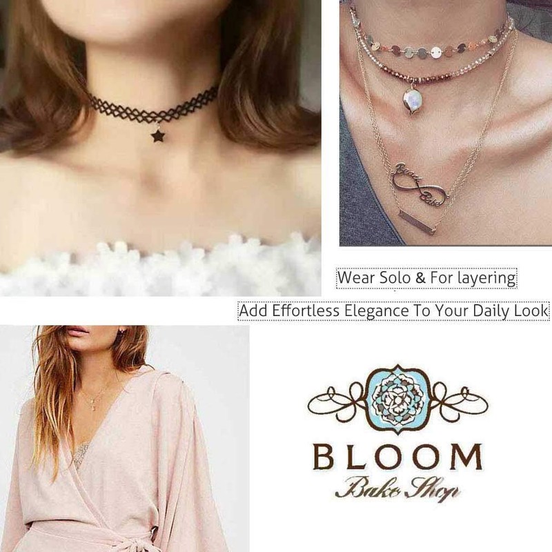 Olbye Elastic Choker Star Necklace Black Tattoo Choker Necklaces for