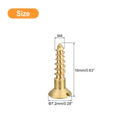 sourcing map Brass Wood Screws, 25Pcs M4 x 16mm Slotted Drive Flat Head Self Tapping Screw Countersunk for Woodworking Furniture