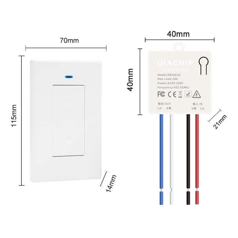 RODOT Wireless Lights Switch Kit, No WiFi Required, No in-Wall