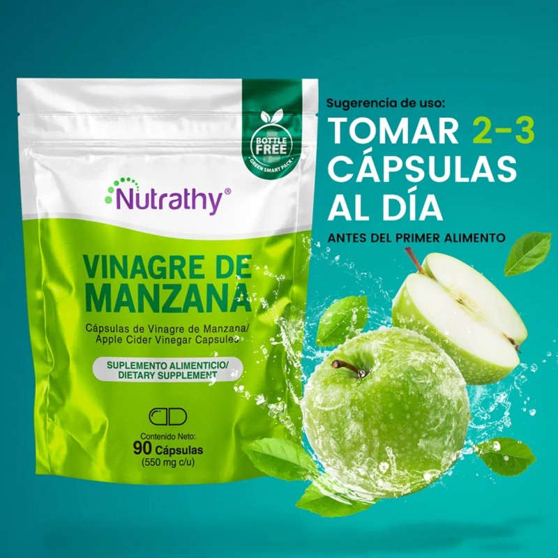 Vinagre De Manzana 90 Cápsulas De 550mg. Nutrathy Sabor Sin