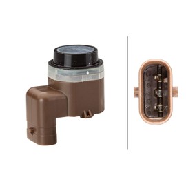 HELLA 6PX 358 141-121 Sensor, parking distance control - angled - 3-pin connector - Plugged - Paintable